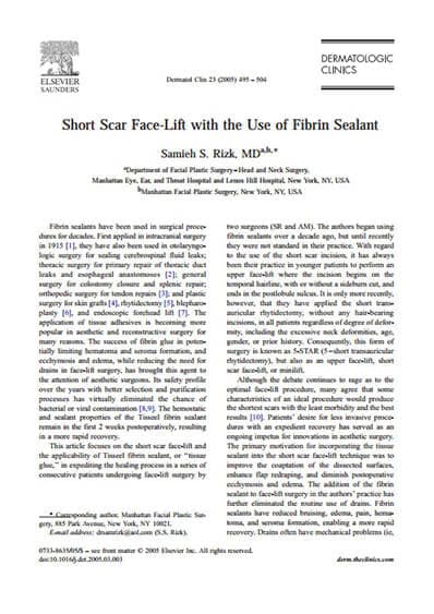 Short Scar Face-Lift Text by Dr. Rizk