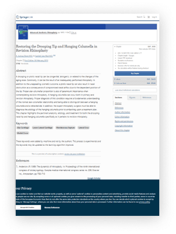 Journal Publications: Restoring the Drooping Tip and Hanging Columella in Revision Rhinoplasty. Zimm A.J., Rizk S.S., 2013