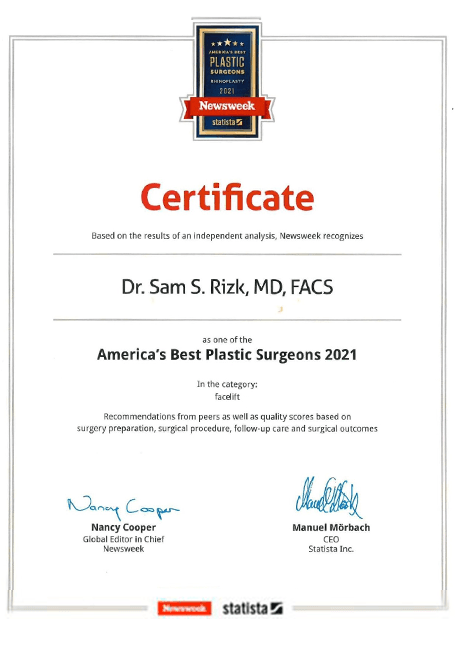 Certificate Facelift - Dr. Samieh Rizk 202