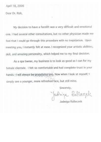written testimonial #3943