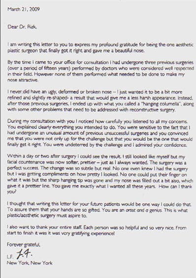 written testimonial #3919
